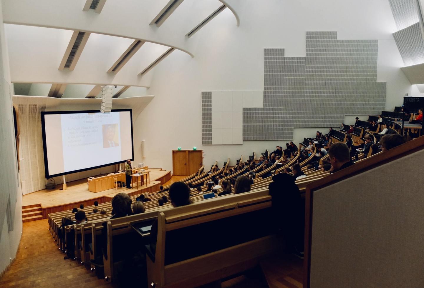 Decorative: picture of a large university lecture hall