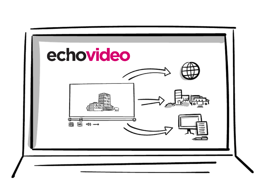 Decorative: drawing of a laptop with an echo video playback drawn on the screen
