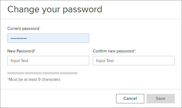 create password dialog box with fields as described