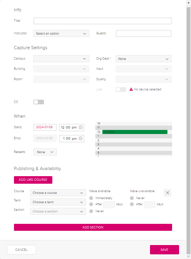 add capture dialog box as first appears with options as described