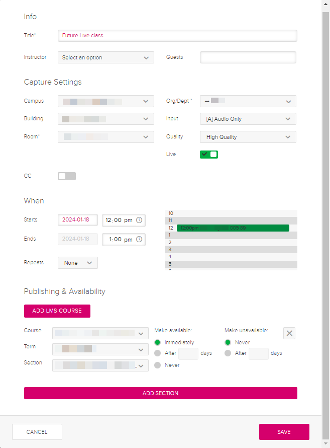 capture dialog box opened for editing with completed fields as described