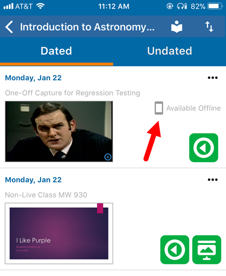 Class with available offline video identified as described