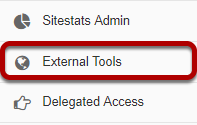 Administration Workspace in Sakai with External Tools identified in the Tool menu as described