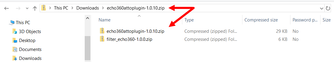 Downloaded Moodle zip file with two enclosed zip files shown as described