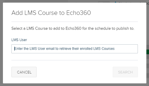 Add LMS Course dialog box with email field for completing steps as described