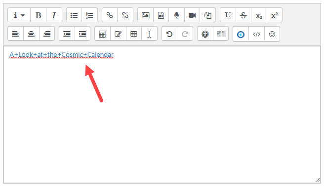 LMS content window showing media title as link text as described