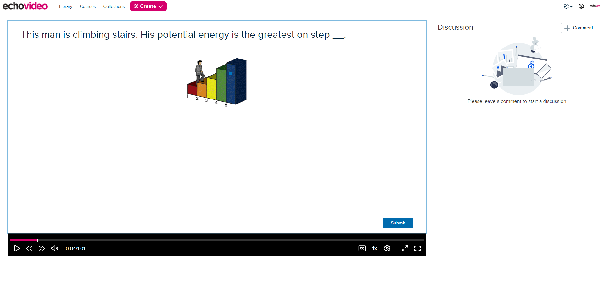 Embedded polling question prior to response submission with poll panel scroll bar identified as described