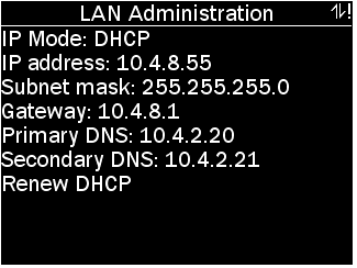 LAN Administration Menu with options as described