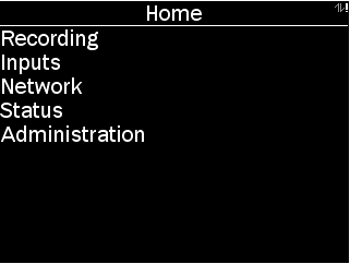 Home menu of the POD with options as described