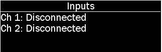 Inputs menu on pod with options as described