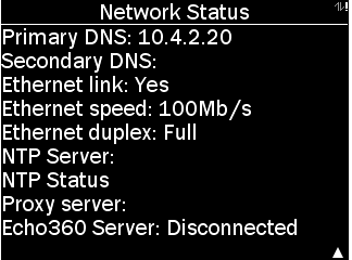 Bottom half of Network status menu of POD with options as described