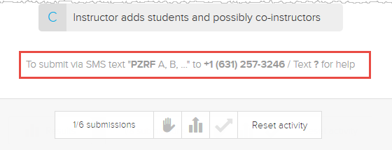 SMS response instructions on an activity slide