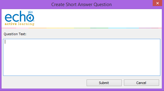 create short answer question dialog box as described