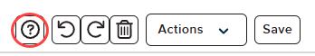 Media editor showing the help question mark icon circled for selection as described