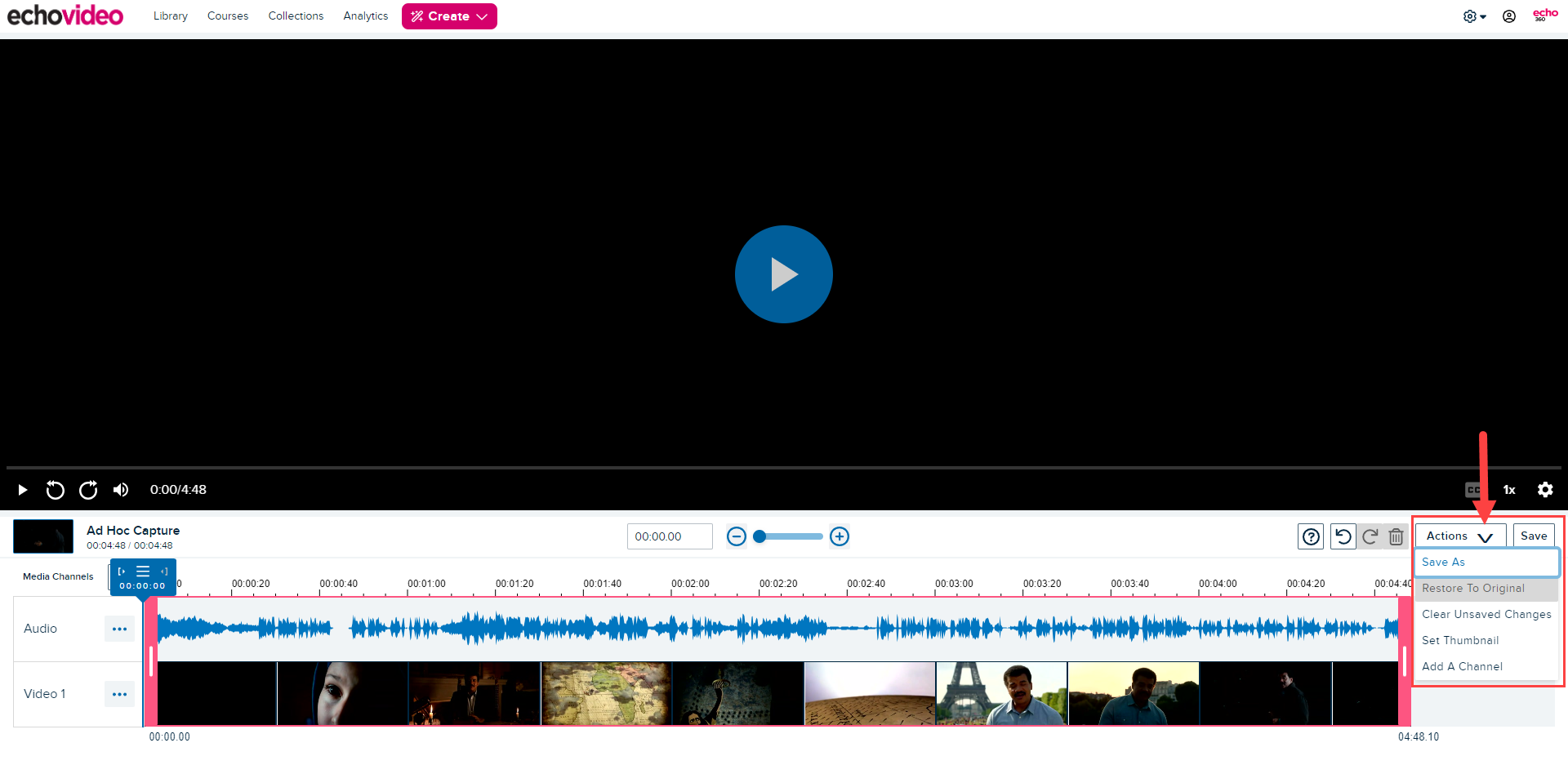 EchoVideo: Using the Media Editor in EchoVideo – Support