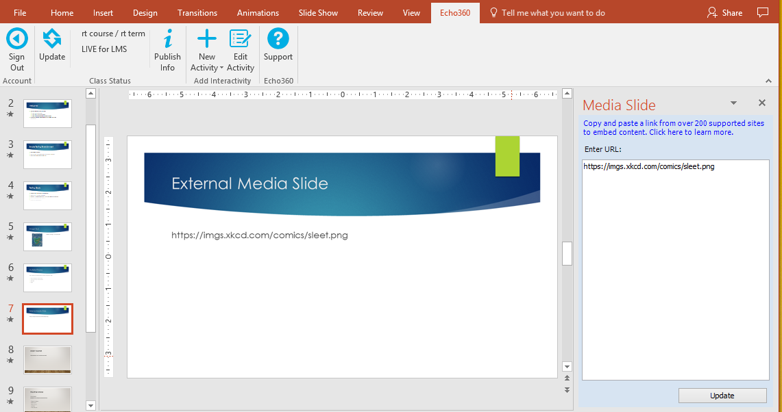 editing embedded media slide in powerpoint as described