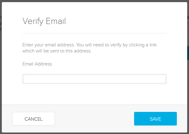 Verify alternate email address popup with email field for entry as described