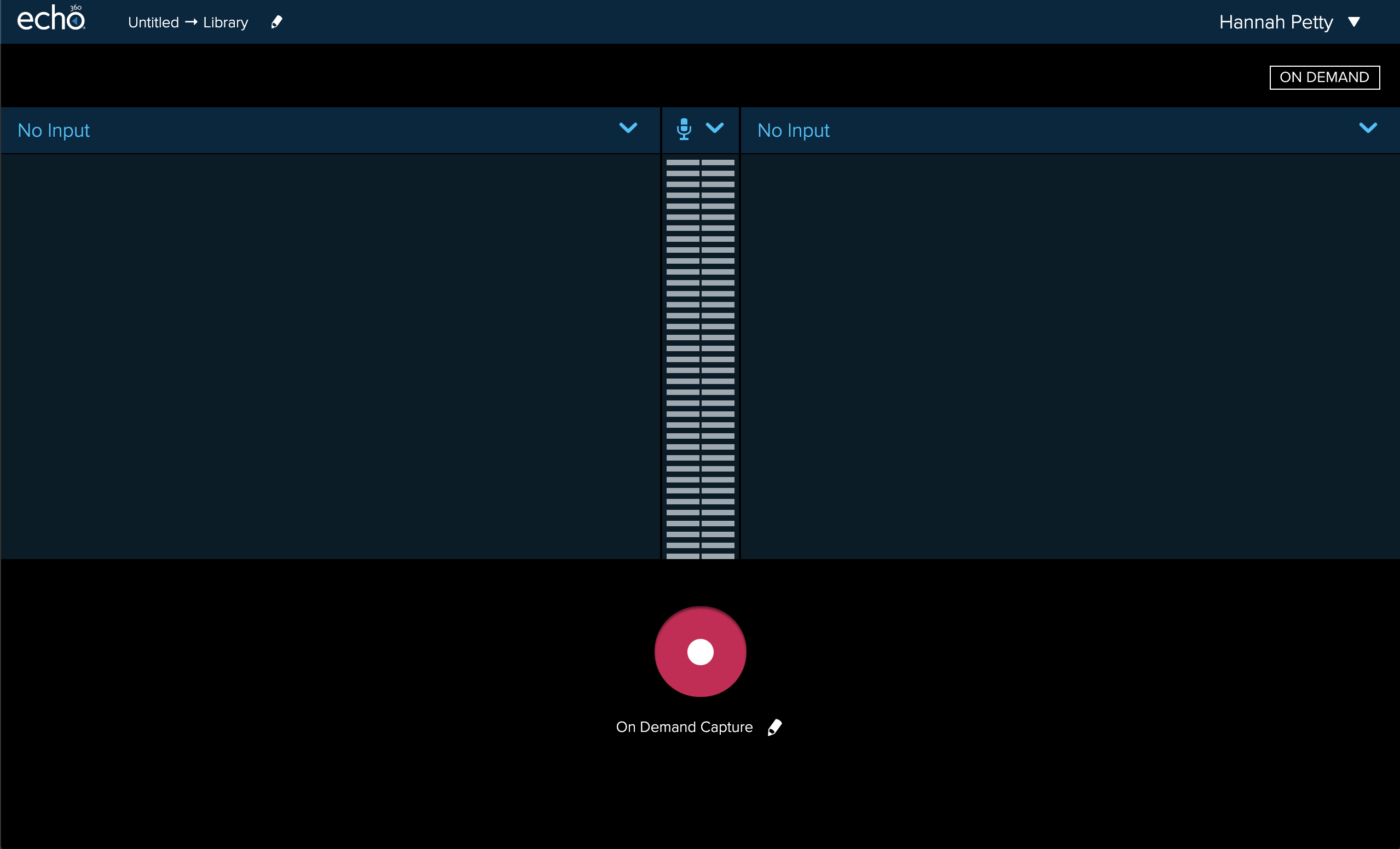 Universal Capture interface with no selected inputs