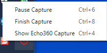 UC taskbar menu options