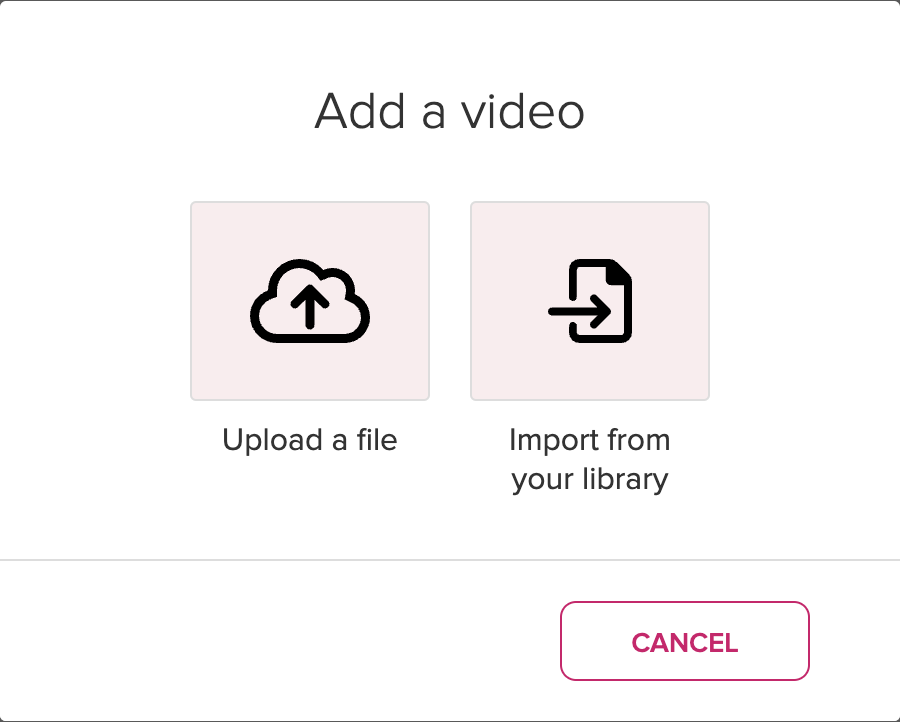 Add a video dialog box with options for steps as described