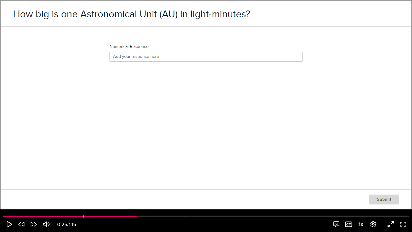 Student view of numeric poll in interactive media before response is given