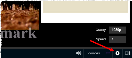 playback bar with quality and speed controls shown