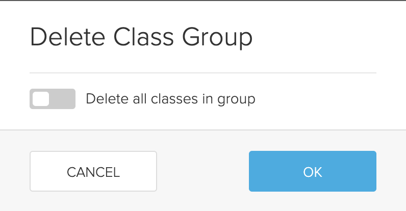 Message asking if you want to also delete the classes in the collection with toggle as described