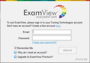 ExamView Assessment Suite log in screen