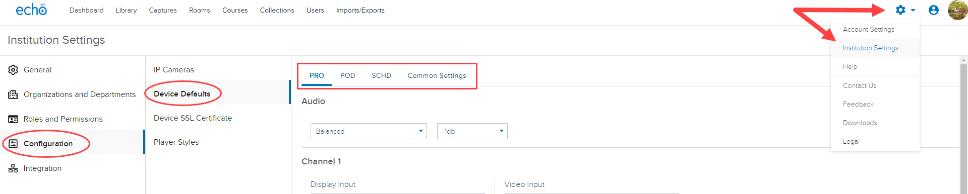 Device Configuration page showing navigation to page and configuration options