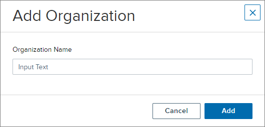 new organization dialog box with items for steps as described