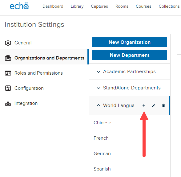 create new department for an organization options as described