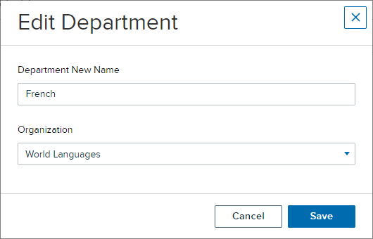 edit department dialog box with options for steps as described