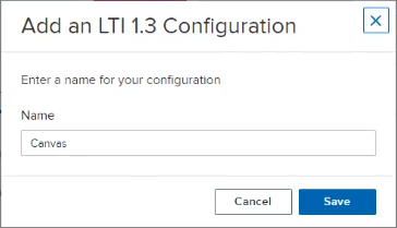 LTI 1.3 configuration named