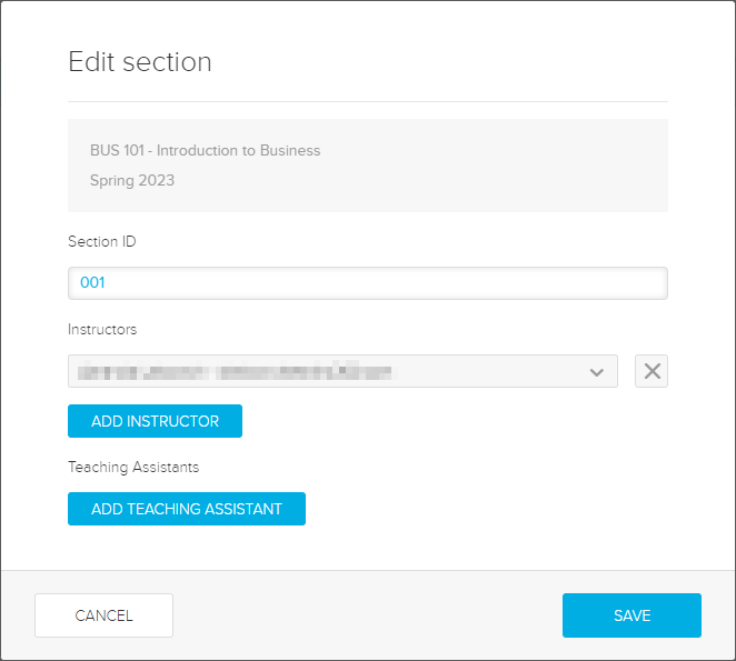 Edit section modal with editable items for steps as described