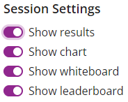 Session settings identified as described
