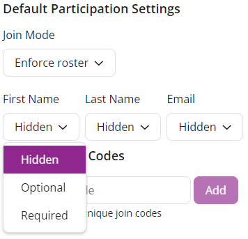 Default join requirements identified as described