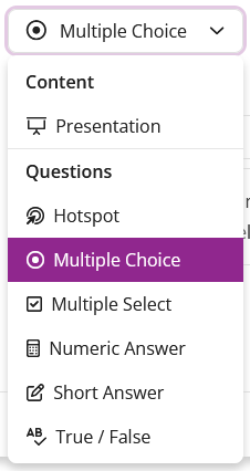 The EchoPoll question time option menu.