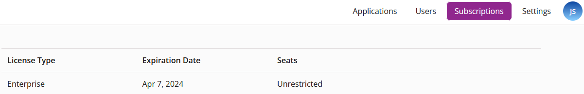 The EchoPoll Subscription tab showing an active Enterprise license.