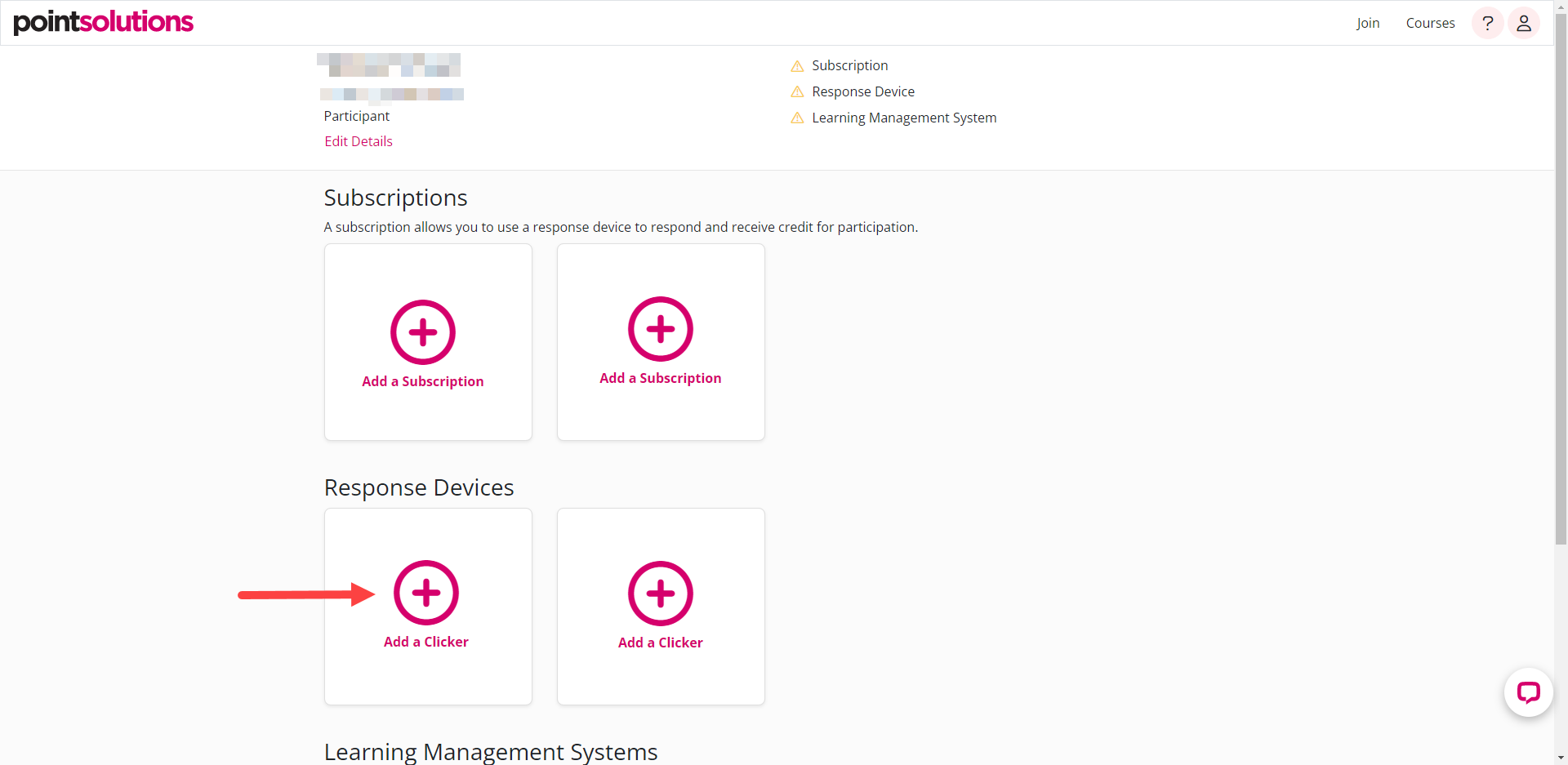 Add a clicker button under Responses Devices identified as described