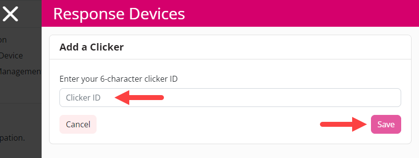Add Clicker ID field and Save button identified as described