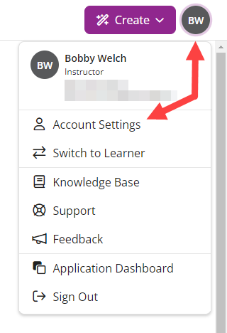 User icon and account settings identified as described