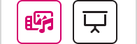 video and presentation icons for class media where the video icon is raspberry and the presentation icon is black