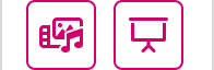 video and presentation media icons for a class and both are raspberry