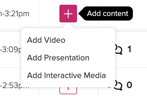 Class list containing a class with no media and add media icon identified showing selection options for steps as described