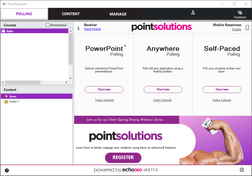 PointSolutions Desktop dashboard displayed