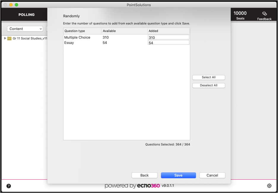 Select questions randomly as described