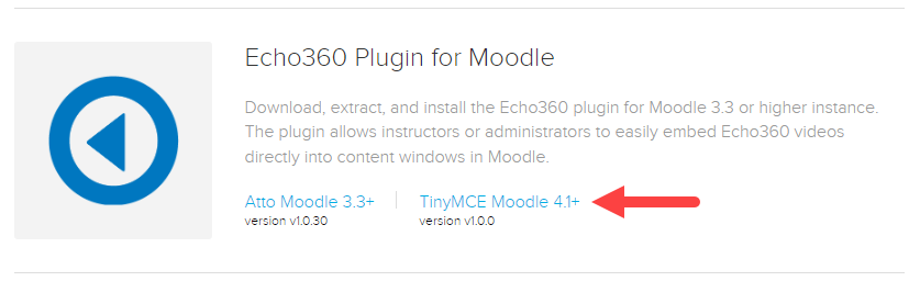Moodle Plugin options with TinyMCE Moodle 4.1+ identified as described