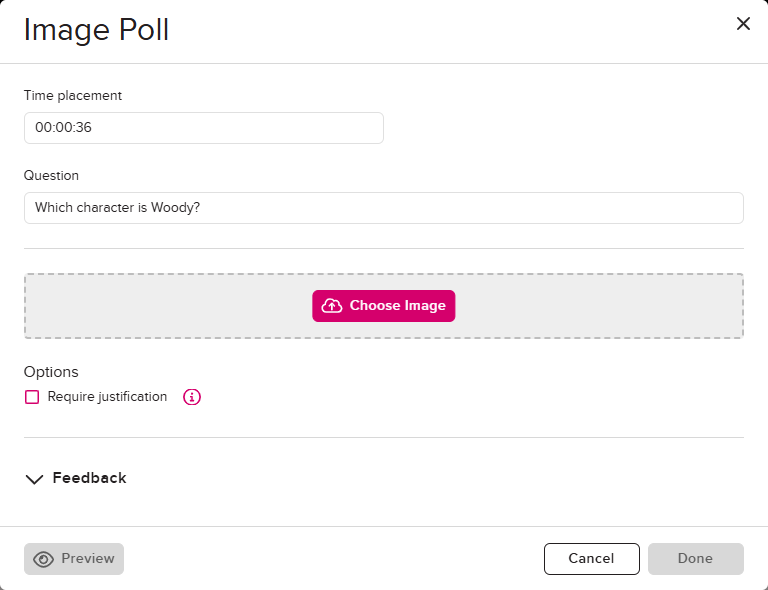 Image poll with fields for completion as described