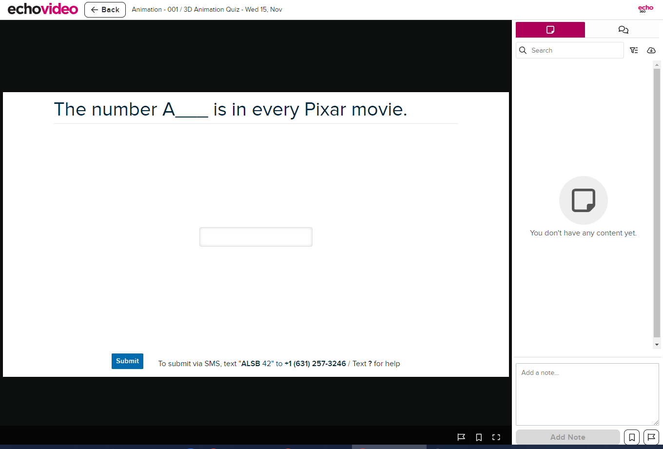 Student view of numeric poll with response field and submit button as described