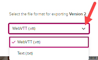 Export format popup box with options as described